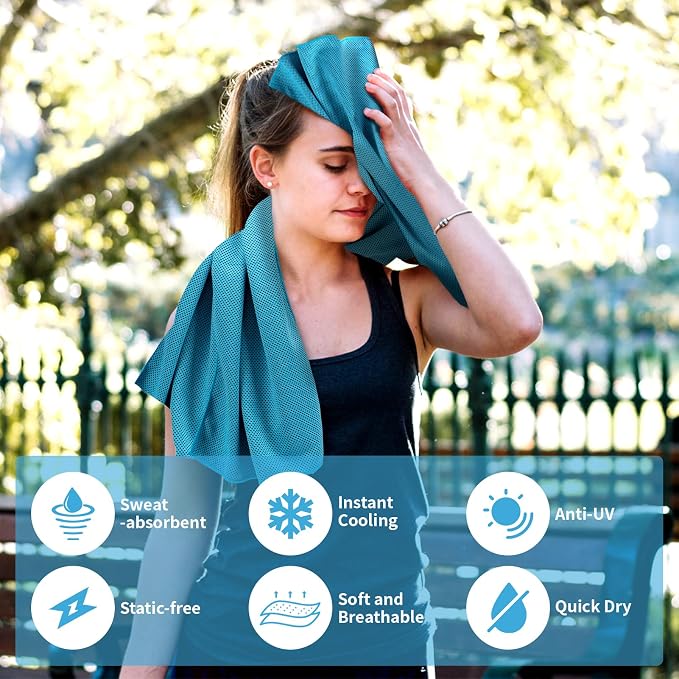 YESLIFE Cooling Towels, 4-Pack 40"x12", Multicolor Set F | Microfiber gym towels, soft breathable neck wrap, cooling towel for yoga running sport camping, Multicolor, 4-pack