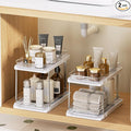Delamu 2-Tier Bathroom Under Sink Organizers and Storage, Pull Out Cabinet Drawers with Anti-Slip Design, Multi-Purpose Storage for Kitchen, Pantry, Bathroom & Home Organization, White, 2 Pack