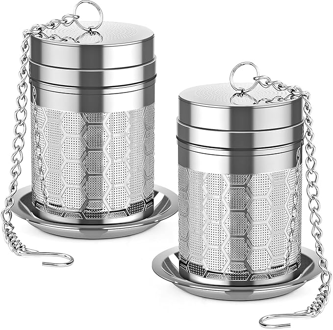 2 Pack 304 Steel Fine Mesh Tea Infusers for Loose Leaf Tea | Versatile for tea, spices & seasonings, fine mesh traps sediment, dishwasher-safe