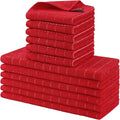 Homaxy Kitchen Towels and Dishcloths Set, Set of 12, Red | Bulk Cotton Terry Kitchen Towels, Checkered Designed, Soft and Super Absorbent Dish Towels, 12 x 12 and 13 x 28 Inches