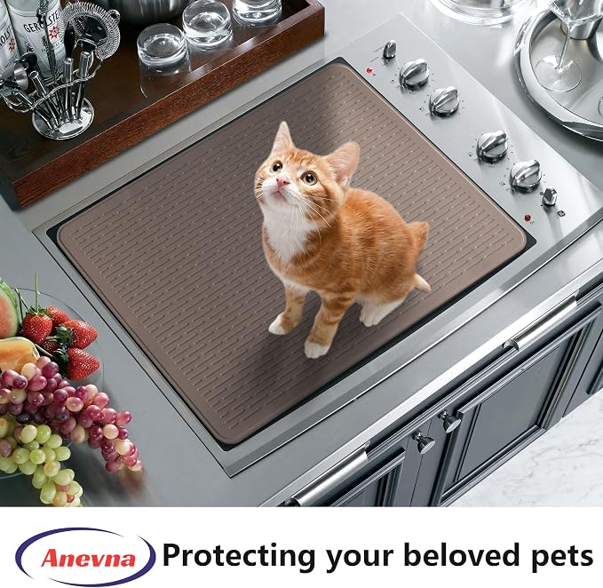 Stove Top Cover for Electric Stove- Range Covers for Electric Stove,Silicone XXL Dish Drying Mat, Glass Cooktop Covers, Flat RV Range top Mats (Coffee, 28"x20")