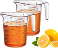 Melissa - 32-Ounce Plastic Measuring Pitcher (2-Pack), 4-Cup (1-Quart) Food-Grade Measuring Jug, Unbreakable, Stackable, Dishwasher-Safe, Great for Oil, Vinegar, Flour, and More