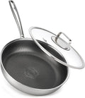 12" Titanium Pans for Cooking,non-stick,Dishwasher safe | PFAS/PFOA/PTFE-Free,easy cleanup,Induction compatible for all stovetops,Includes Lid