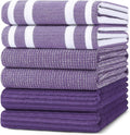 Homaxy Cotton 380 GSM Premium Kitchen Towels, 18"x 28", 6 Pack, Purple | Soft and Absorbent Terry Dish Towels, Multipurpose Tea Towel Set with Hanging Loop, 3 Styles Kitchen Hand Towels