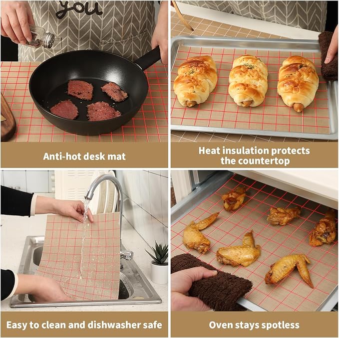 Silicone Baking Mat Roll 16IN*5FT Free Cutting, Non-Slip Pastry Mat, Non-Stick Reusable Air Fryer Liner, Oven Liners, Counter Mat, Freeze Dryer Mat, Easily Cut to Size Fit All Ovens Pans Tins Dishes