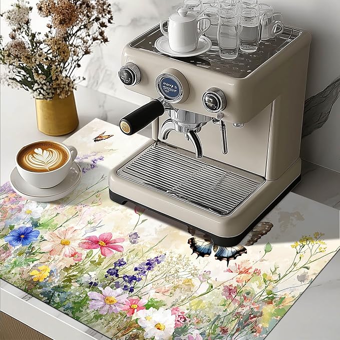 HOMETITUTE Butterfly Stove Top Cover 28x20 Wildflower Meadow Diatomite Mat