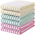 Mordimy Cotton 6 Pack Terry Kitchen Towels, 16 x 25 Inches | Super Soft and Absorbent Dish Towels, Quick Drying Hand Towels for Kitchen Drying, Red/Yellow/Green