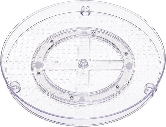 Amazon Basics 2 Tier Lazy Susan Turntable Organizer for Condiments, 12" Diameter, Clear