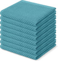 Homaxy 100% Cotton Waffle Weave Kitchen Dish Cloths 8-Pack, Lake Blue | 12 x 12 Inches, Ultra Soft Absorbent Dish Towels, Quick Drying Dish Rags with Hanging Loop