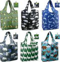 BeeGreen Animal Reusable Shopping Bags Cute Grocery Bag 6 Pack, Christmas Gift Bags Heavy-Duty Foldable Shopping Totes for Supermarket, Work & Travel, Large Washable Polyester Tote Bag with Handles