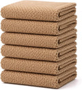 Bumble Kitchen Towels 6 Pack 100% Cotton 16"x26" - Tan Solid | 430 GSM Soft Kitchen Hand Towels with Hanging Loop, Highly Absorbent & Durable for Washing and Drying Dishes