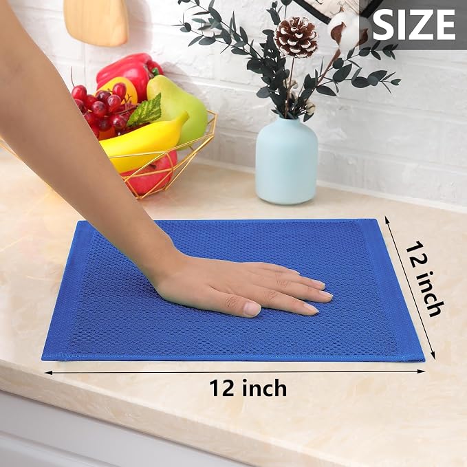 Homaxy 100% Cotton Waffle Weave Kitchen Dish Cloths 24-Pack, Blueberry | 12 x 12 Inches, Ultra Soft Absorbent Dish Towels, Quick Drying Dish Rags with Hanging Loop