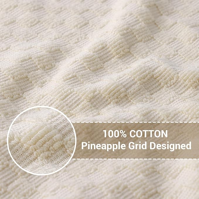 Homaxy 100% Cotton Terry Dish Cloths, 12"x12", 8-Pack, Beige | Ultra Soft Absorbent Dish Towels with Hanging Loop, Pineapple Grid Designed