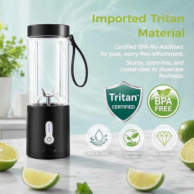 530ML Powerful Portable Blender for Smoothies Shakes USB Type-C Rechargeable Food Processor Fruit Mixer Machine Mini Juicer Blender Cup