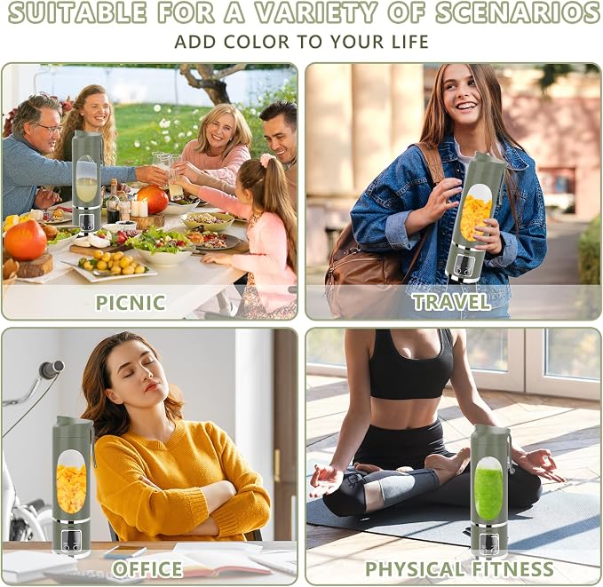 EASYSPEED Portable Blender Electric USB-C, 500ML Personal Juicer for Shakes, 1500mAh Rechargeable, 12 Blades,BPA Free, 18oz Small Blender with Leakproof Lid & Sip Spout, Mixing, Compact,Green