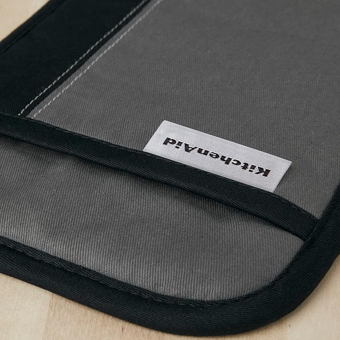 KITCHENAID Beacon Two-Tone Pot Holder 2-Pack Set, Contour Silver/Matte Black, 7"x10"