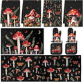 Fourluoo 10 Pcs Kitchen Dish Towels Rugs Oven Mitts and Pot Holders Set Farmhouse Kitchen Decor Set for Women Mom Daughter Gift Cooking Baking Grilling(Dark Colors,Mushroom)