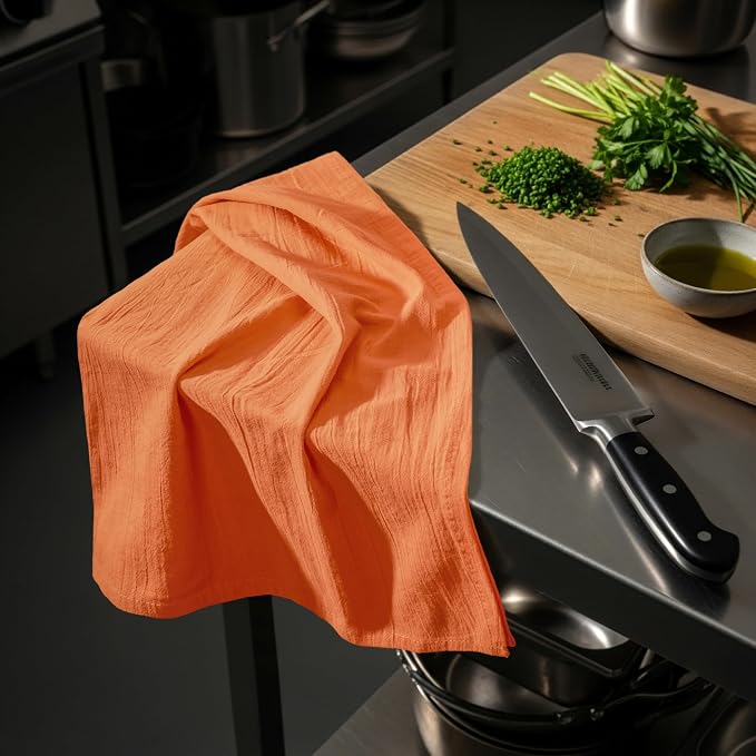 Utopia Kitchen Orange Flour Sack Towels [12 Pack - 28 x 28 in] 100% Cotton | Tea Towels for Cleaning & Drying - Highly Absorbent Kitchen Dish Cloth