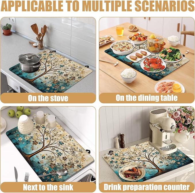 Vintage Tree of Life Stove Top Covers for Electric Stove, Electric Gas Stove Pad Heat Resistant Range Cooktop Protector for Home Decor Kitchen 28"x20"