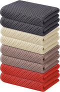 Kitinjoy 100% Cotton Waffle 8-Pack Kitchen Towels, 13" x 28", Multicolor | Super Soft, Ultra-Absorbent, Fast Drying, lightweight, Quick Drying Kitchen Hand Towels