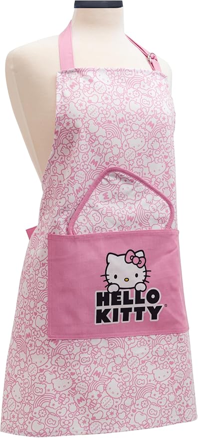 Hello Kitty Print 28" Adult Apron and Pot Holder Set