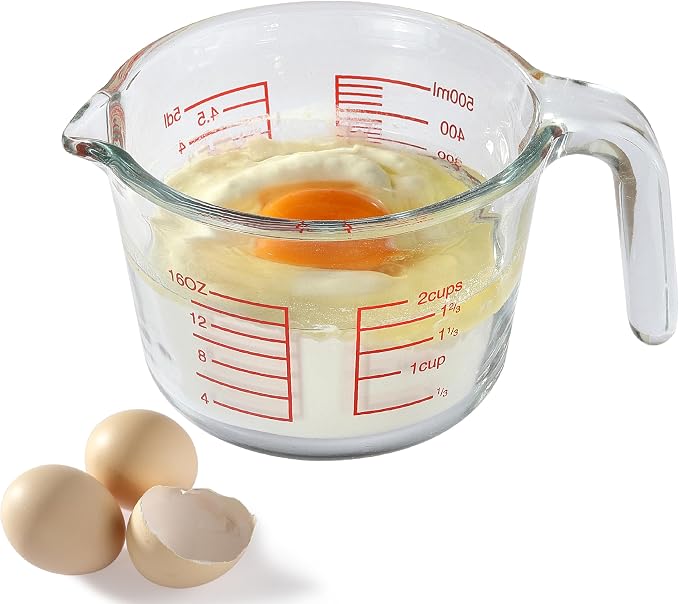Glass Measuring Cup For Baking and Cooking, Apartment Kitchen Tools (16 oz) | Dishwasher, Freezer, Microwave and Oven Safe