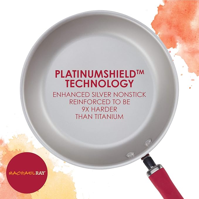 Rachael Ray Create Delicious Aluminum Nonstick Steam Set, 3-Quart, Red Shimmer