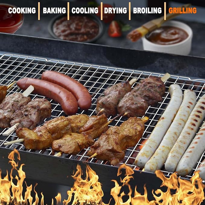 Hunnycook 15.8”×9.8” Cooling Rack - 3P Stainless Steel Baking Rack, Oven Safe Cooling Racks for Cooking and Baking, Silver Roasting Rack & Wire Rack & Cookie Cooling Rack for Roasting, Grilling