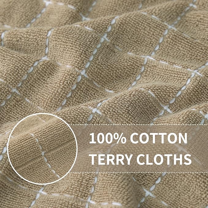 Homaxy 100% Cotton Terry Kitchen Towels, 4 Pack, Tan | Ultra Soft and Absorbent Dish Towels for Kitchen, Suitable for Drying and Washing Dishes