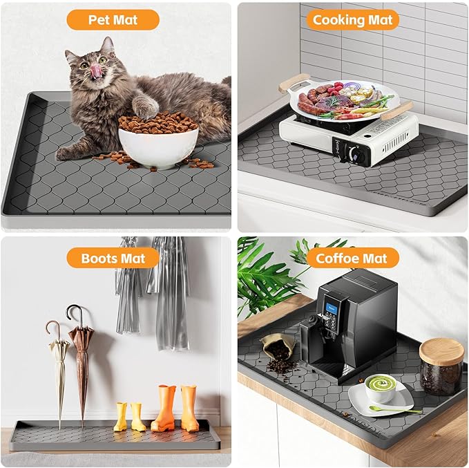 Winisok Waterproof Under Sink Mat 40" x 19", Silicone Mat, Dark Gray | Raised Edge Traps Spills & Leaks, Shelf Liner, Cabinet Protector, for Kitchen, Bathroom, Boots, Pets, Home Essentials