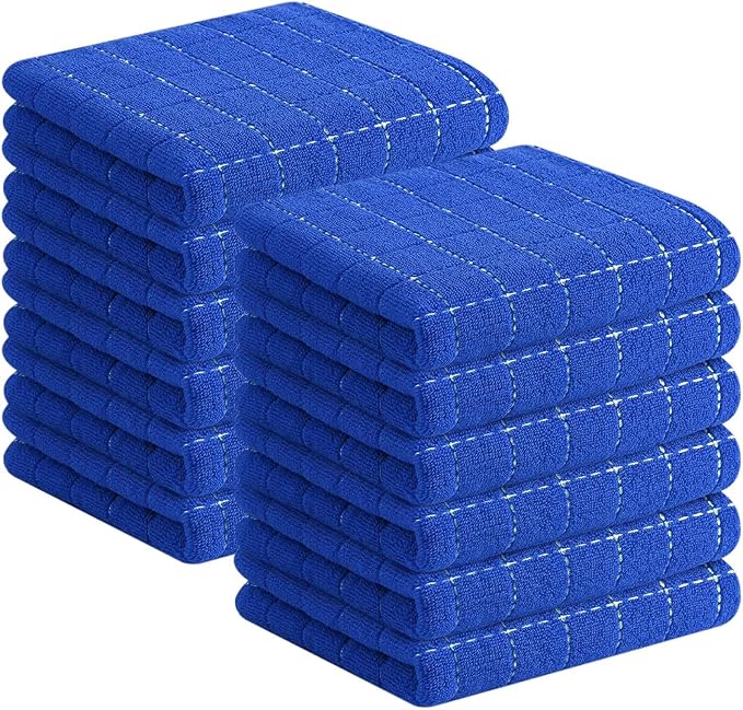 Homaxy 100% Cotton Terry Kitchen Towels, 12 Pack, Blueberry | Ultra Soft and Absorbent Dish Towels for Kitchen, Suitable for Drying and Washing Dishes