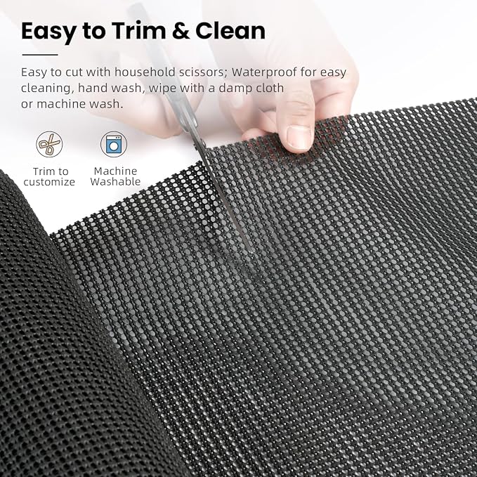 BAGAIL Non-Adhesive Shelf Liner, Thick Strong Grip Drawer Liners for Kitchen Cabinets, Heavy-Duty Easy Cut Cabinet Liners for Shelves, Pantry, Bathroom Cupboards - 17.5" x 10FT, Charcoal
