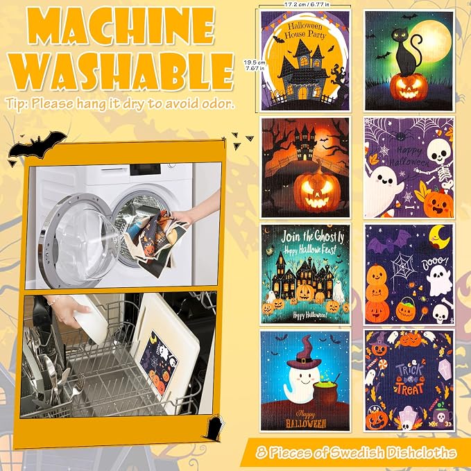 Lucomb Sedish Dishcloth (8 Pack-Halloween Days)