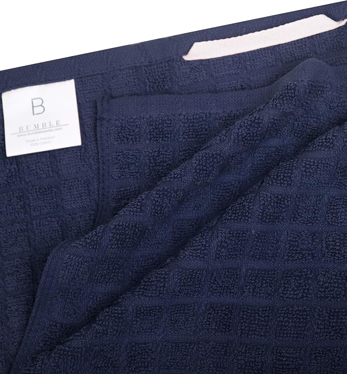 Bumble Kitchen Towels (6-Pack), 16"x28", 100% Cotton Dish Towels - Navy | 380 GSM | Soft kitchen hand towels , Highly Absorbent & Durable Dish Towels for kitchen with Hanging Loop