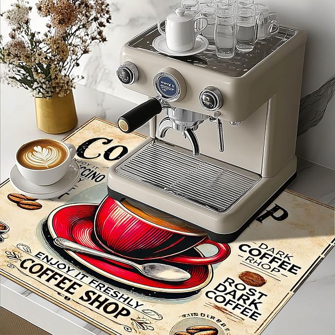 HOMETITUTE Stove Top Cover 28x20 Coffee Shop Vintage Heat Resistant Mat