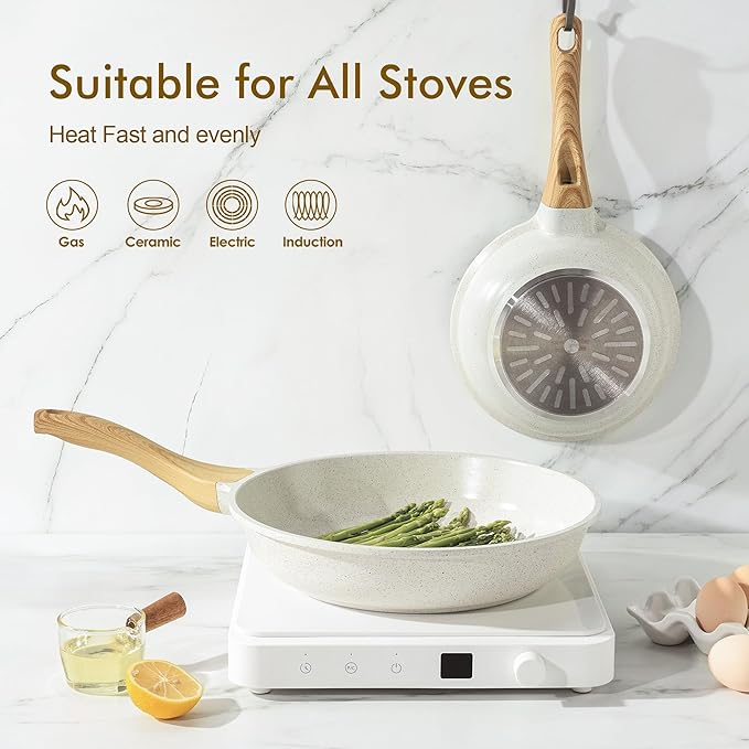SENSARTE Nonstick Ceramic Frying Pan Skillet, 10 Inch Omelet Pan, Healthy Non Toxic Chef Pan, Induction Pan with Heat Resistant Handle, PFAS-Free