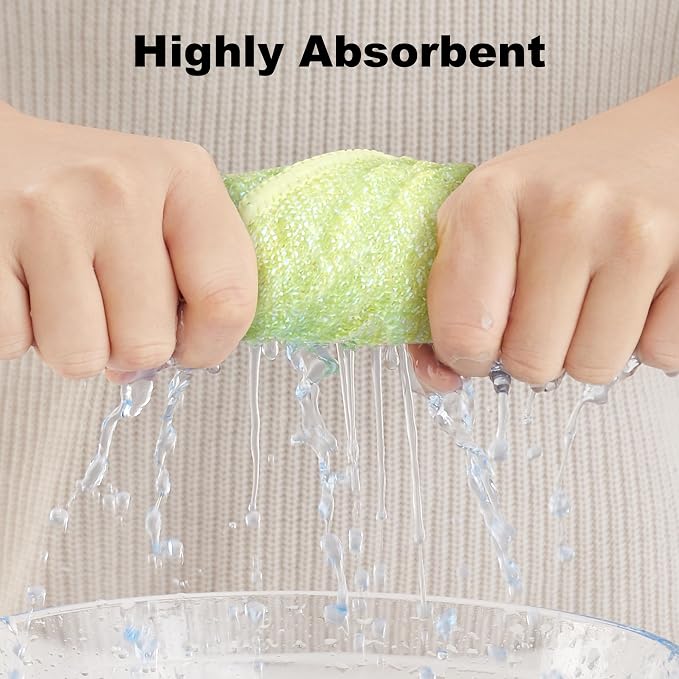 JOYMOOP 16 Packs Microfiber Cleaning Cloth - Bubble Mesh, Reusable Non-Scratch Cleaning Rags, Dual-Sided Dish Cloths, Multipurpose Dish Rags for Dishwashing, Kitchen, Stainless Steel, Yellow