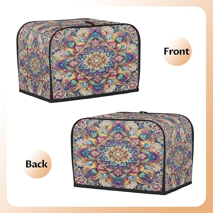 4 Slice Toaster Cover Flower Mandala Bohemia Toaster Covers Four Slice Wide Slot Waterproof and Dustproof Covers for Wide Slot Toasters and Small Appliances Kitchen Decor Gifts