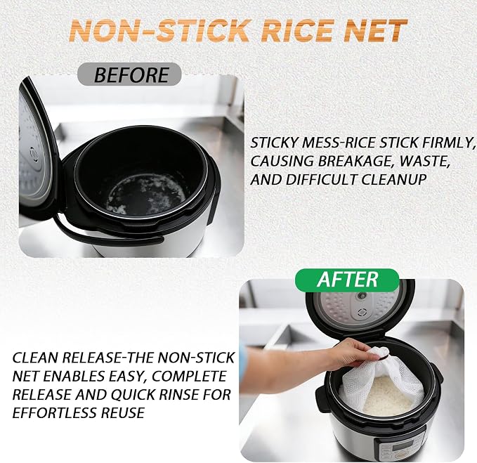 4 Pack 45.3"x 39.4" Sushi Rice Cooking Net | Non-Stick Rice Cooker Napkin, Fine Mesh Rice Cooker Napkins, Cooking Rice Steamer Cloths for Homes, Restaurants, Camping