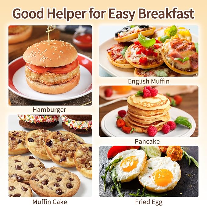 JOERSH Air Fryer Egg Silicone Mold, 4 Inch, 2 Pack | Round Egg Bites Molds, Air Fryer Baking Pan, Non Stick, For Breakfast Sandwiches, Hamburger Buns, Pancake, Jumbo Muffin Tops