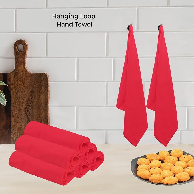 Urban Villa Kitchen Towels Cotton Dish Towels 27”x27” (Set of 12) Red