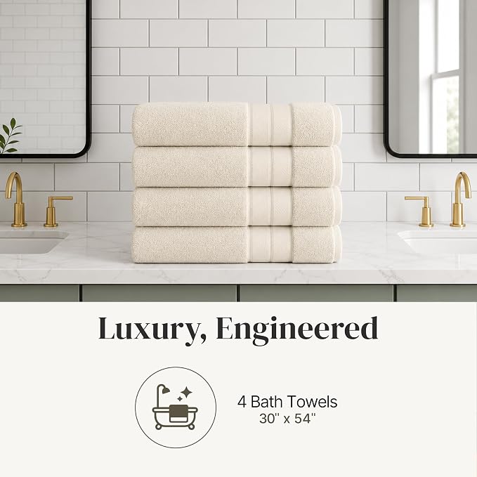 Modern Threads 4-Pack SpunLoft Bath Towel 30x54 - Sand
