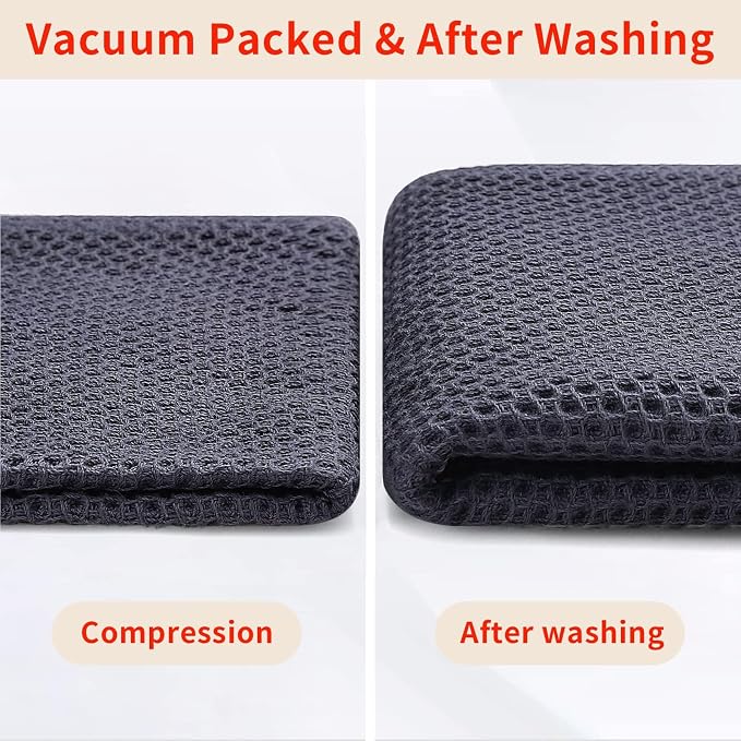 Homaxy 100% Cotton Waffle Weave Kitchen Dish Towels 24-Pack, Dark Grey | 13 x 28 Inches, Ultra Soft Absorbent Dish Towels, Quick Drying Cleaning Towels