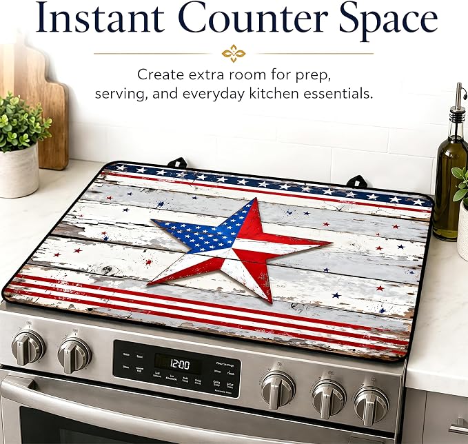 Stove Top Covers with A Non-slip Rubber Coating | protect Your Stove from Scratches, Extend Countertop Space, and Add A Classic Kitchen Touch