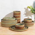Ceramic Dinnerware Set for 6, 18-Piece Plates and Bowls Set | Lightweight Porcelain Dish Set, Scratch Resistant, Oven & Microwave & Dishwasher Safe, Sage Umber