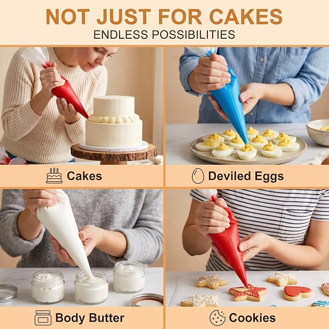 100 Pieces Piping Bags Disposable -16 inch Tipless Piping Bags | Pastry Bags | Icing Bags | Frosting Bags for Cake Cookies Baking Decorating