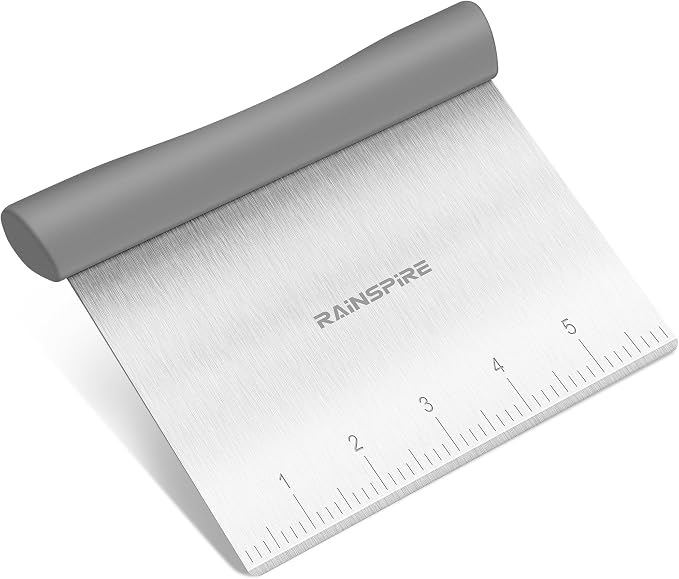Upgraded 304 Stainless Steel Multi-Purpose Bench Scraper with Measurement Marks, Dishwasher Safe, Dough Cutter for Pizza, Bread and Cookie Dough Vegetable Chopper, Baking Supplies (Grey)