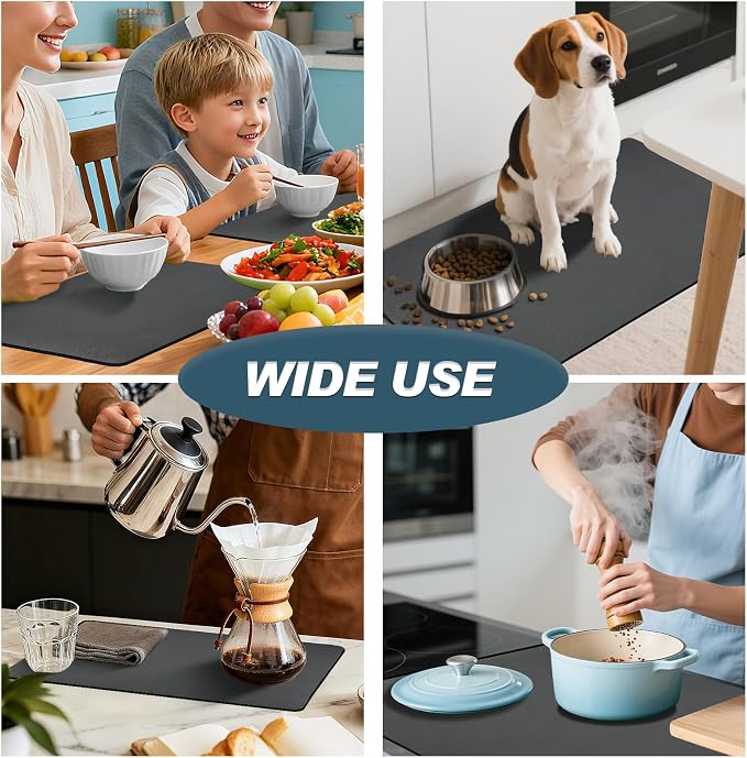 Dish Drying Mats for Kitchen Counter, Waterproof Coffee Mat for Countertop, Under Sink Mats, Coffee Bar Mat Accessories