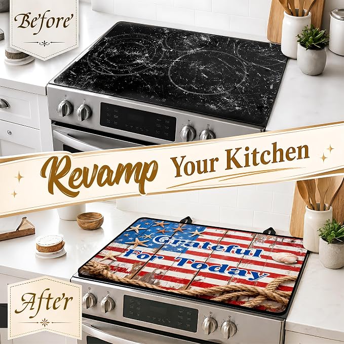 Stove Top Covers with A Non-slip Rubber Coating | protect Your Stove from Scratches, Extend Countertop Space, and Add A Classic Kitchen Touch