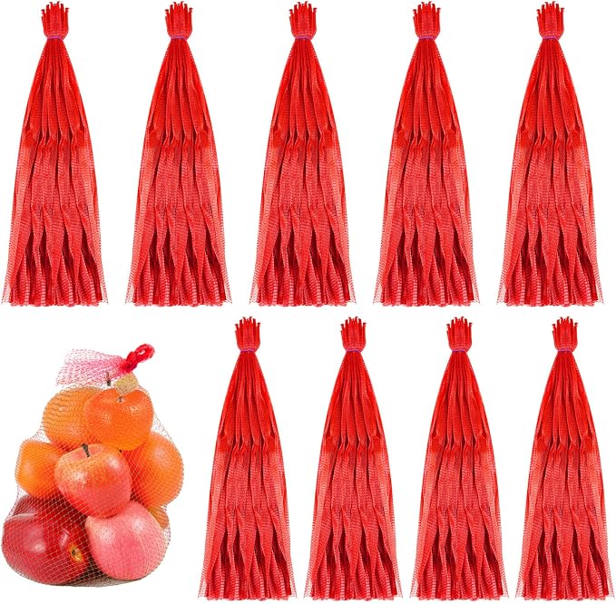Windyun 1000 Pcs 20 Inch Mesh Bags for Vegetables Mesh Produce Bags Reusable Nylon Netting Bulk, Fits Storage Egg Vegetable Seafood Fruits Grocery (Red)